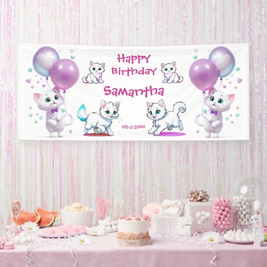 Adorable Kitten und Ballon Kleinkind glücklich Geb Banner (Party)