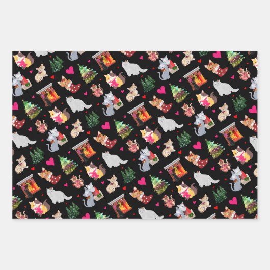 Adorable kitten Weihnachtspapier Geschenkpapier Set (Vorderseite)