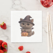Adorable Kitten zu Halloween Hexenkostüm mit Pu Serviette (Beispiel)