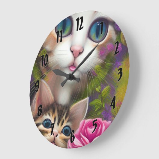 Adorable Kittens 8 Große Wanduhr (Winkel)