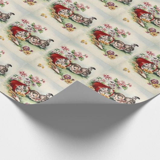 Adorable Kittens Garden Red Blume Pot Geschenkpapier (Ecke)