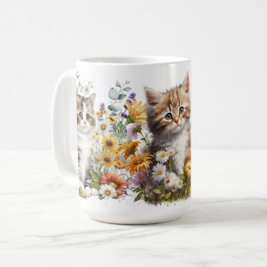 Adorable Kittens Line Keramik Tasse (Vorderseite Links)