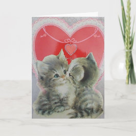 Adorable Kittens mit Rotem Herzen Valentinstag Feiertagskarte