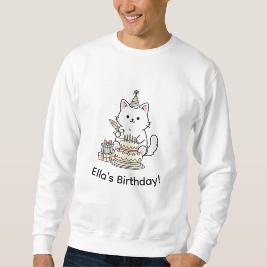 Adorable Kitty Birthday Celebration Personalizable Sweatshirt (Vorderseite)