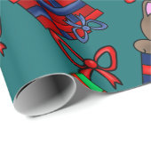 Adorable Kitty Cat in Parcel mit Bowtie Presets Geschenkpapier (Rolleneckpunkt)