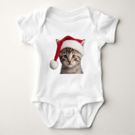 Adorable Kitty Cat mit Weihnachtsmannmütze, Santa  Baby Strampler