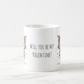 Adorable Kitty Cat Will You Be My Valentine? Kaffeetasse (Mittel)