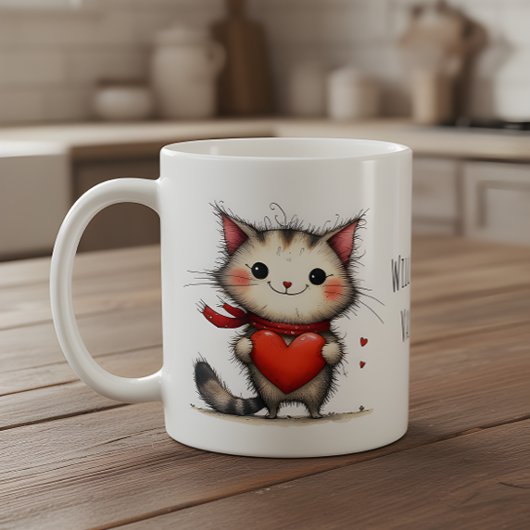 Adorable Kitty Cat Will You Be My Valentine? Kaffeetasse