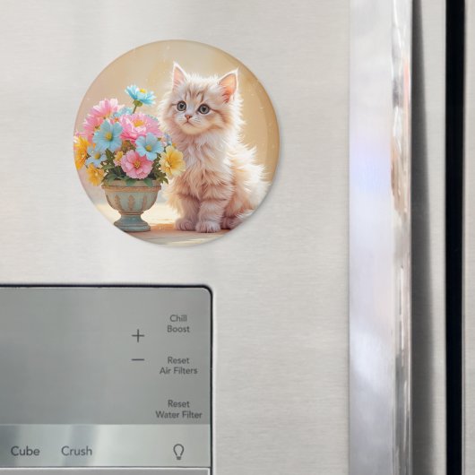 Adorable Kitty mit Bouquet von Blume Magnet (In Situ (Kühlschrank))