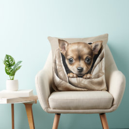 ADORABLE KLEINE CHIHUAHUA PUPPEN UNTER BLANKET KISSEN