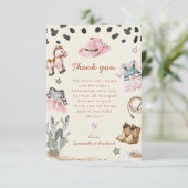 Adorable Kleine Cowgirl ist auf dem Weg Mädchen Du Dankeskarte (Stehend Vorderseite)