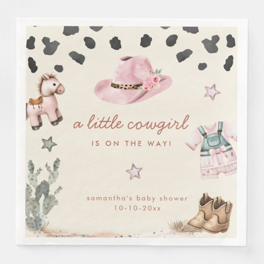 Adorable Kleine Cowgirl ist auf dem Weg Mädchen Du Serviette (Vorderseite)