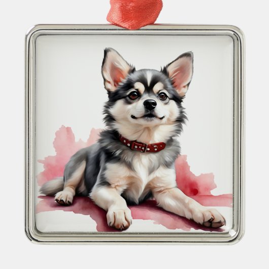 ADORABLE KLEINE FLÜFFY KLEE KAI HUND ORNAMENT AUS METALL (Vorne)