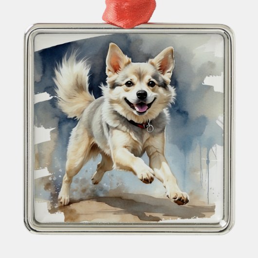 ADORABLE KLEINE FLÜFFY KLEE KAI HUND ORNAMENT AUS METALL (Vorne)
