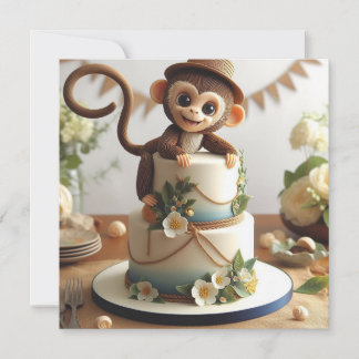 ADORABLE KLEINE MONKEYS THEMED GEBURTSTAGSKAKE EINLADUNG