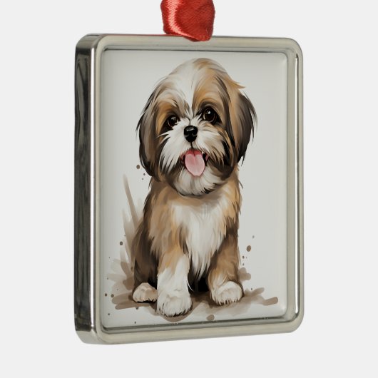 ADORABLE KLEINE SHIH TZU PUPPY DOG ORNAMENT AUS METALL (Rechts)