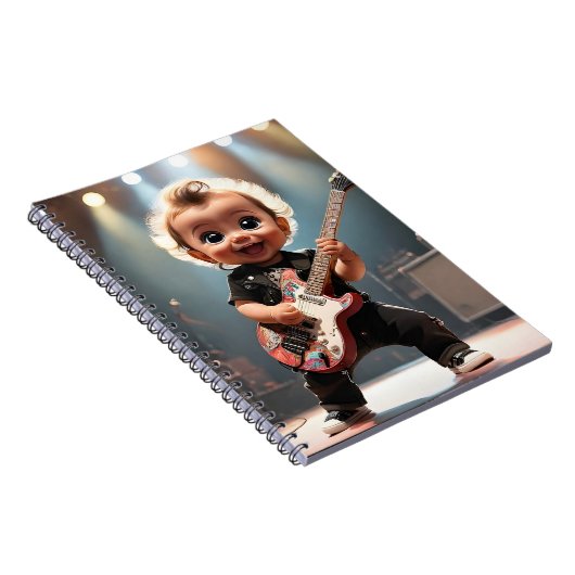 Adorable Kleinkind Gitarre spielen live im Konzert Notizblock (Rechte Seite)