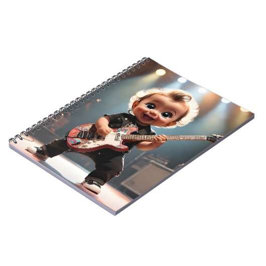 Adorable Kleinkind Gitarre spielen live im Konzert Notizblock (Linke Seite)