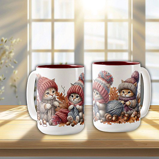 Adorable Knittin' Kätzchen Keramik Tasse