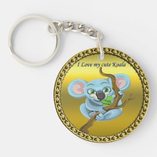 Adorable Koala Bär in einem Baum im Wald Schlüsselanhänger (Vorderseite)