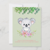 Adorable Koala Bear Girl Babydusche Einladung (Rückseite)