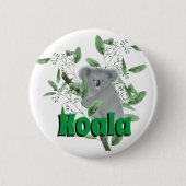 Adorable Koala Bear Klettergarten Eukalyptus Tree Button (Vorderseite)