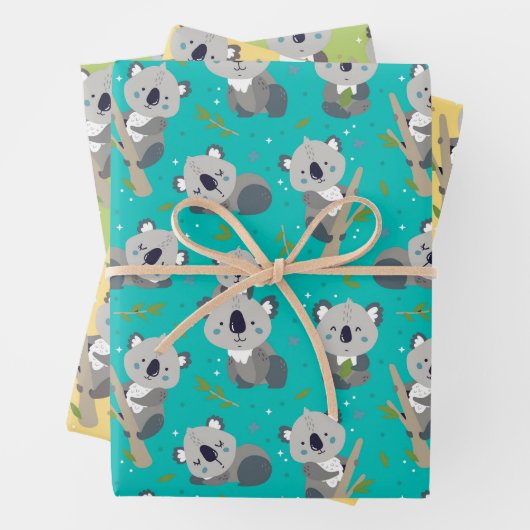 Adorable Koala Bear Wrapping Paper Set 3 Geschenkpapier Set (Beispiel)