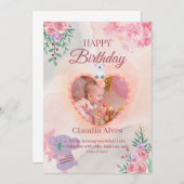 Adorable Koala & Girl Birthday Card for Kids Happy Dankeskarte (Vorne/Hinten)