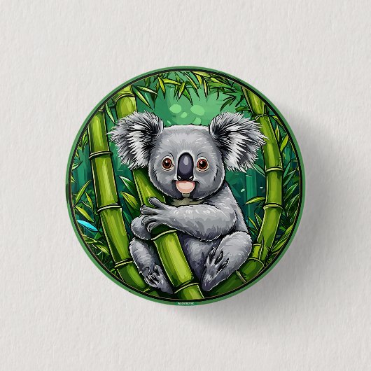Adorable Koala Hugging Bamboo Stalk Button (Vorderseite)