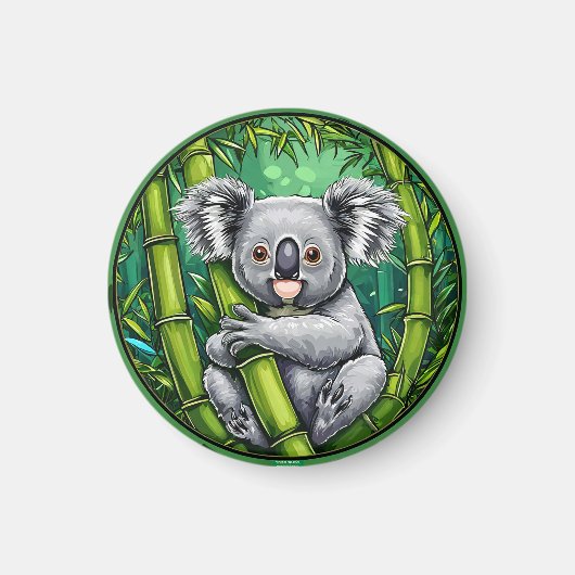 Adorable Koala Hugging Bamboo Stalk Magnet (Vorne)