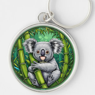 Adorable Koala Hugging Bamboo Stalk Schlüsselanhänger
