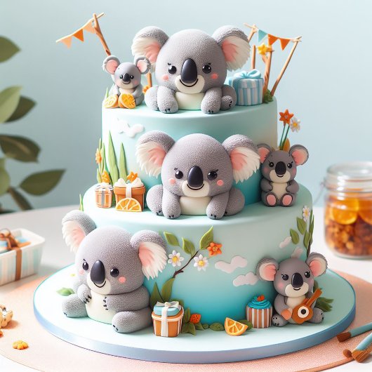 ADORABLE KOALA THEMA KINDERGEBURTSTAG CAKE KARTE