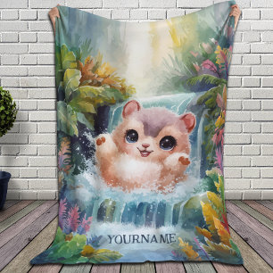 Adorable Kreatur Splashing im magischen Wasserfall Fleecedecke