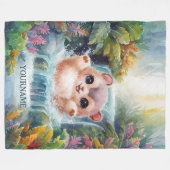 Adorable Kreatur Splashing im magischen Wasserfall Fleecedecke (Vorderseite (Horizontal))