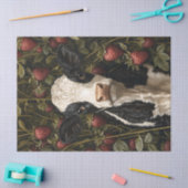 Adorable Kuh Calf Erdbeere Hintergrund Decoupage Seidenpapier (Basteln)