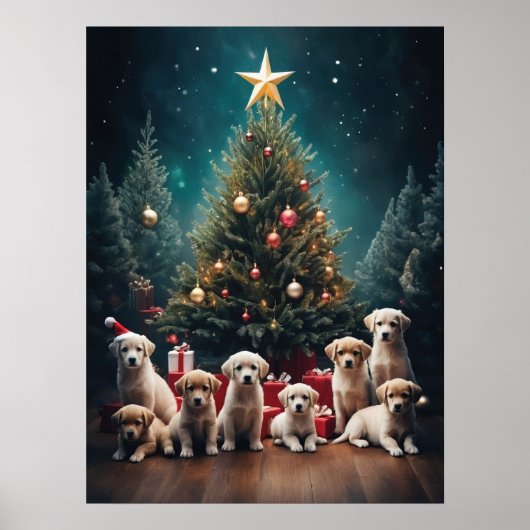 Adorable Labrador Retriever Welpen Weihnachten Poster (Vorne)