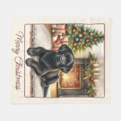 Adorable Labrador Retriever Welpenhund Weihnachten Fleecedecke (Vorderseite (Horizontal))