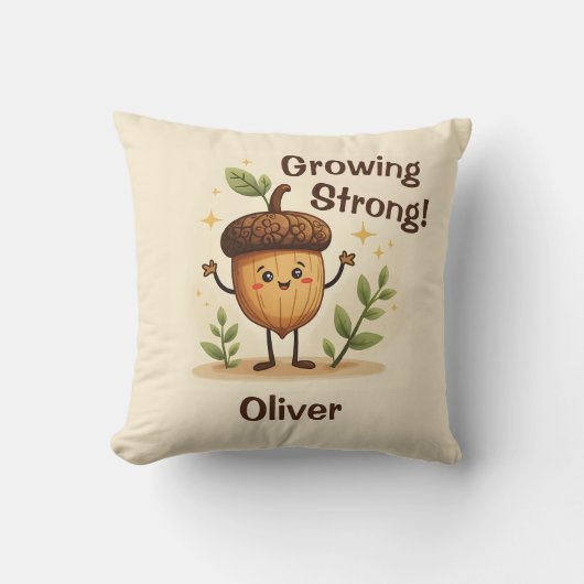 Adorable Lächeln Acorn wächst stark Kissen (Vorderseite)