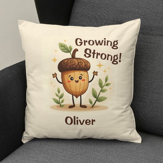 Adorable Lächeln Acorn wächst stark Kissen