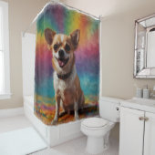 Adorable Lächeln Chihuahua künstlerisches Portrait Duschvorhang (Beispiel)
