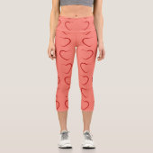 Adorable Lachs Liebe Herz-Muster Yoga Capri Leggings (Vorderseite)