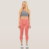 Adorable Lachs Liebe Herz-Muster Yoga Capri Leggings (Vorderseite)