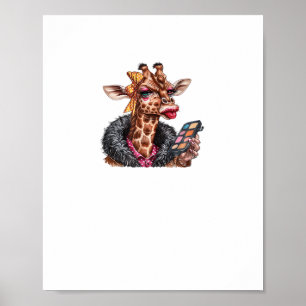 Adorable Lady Giraffe, die Makeup mit großem Auge Poster