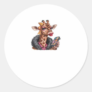 Adorable Lady Giraffe, die Makeup mit großem Auge Runder Aufkleber