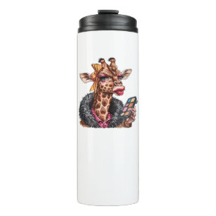 Adorable Lady Giraffe, die Makeup mit großem Auge  Thermosbecher