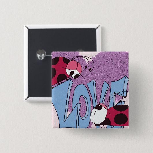 Adorable Ladybug Liebe Cartoon Button (Vorne & Hinten)