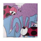 Adorable Ladybug Liebe Cartoon Fliese (Vorderseite)