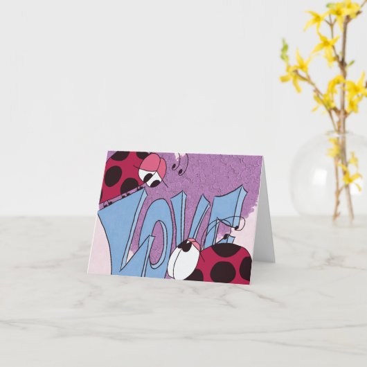 Adorable Ladybug Liebe Cartoon Karte (Gelbe Blume)