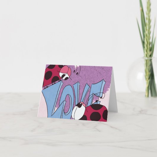 Adorable Ladybug Liebe Cartoon Karte (Vorderseite)
