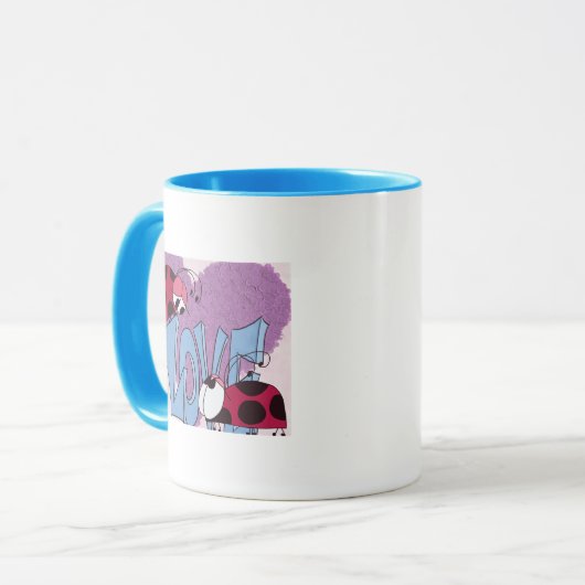 Adorable Ladybug Liebe Cartoon Tasse (Vorderseite Links)